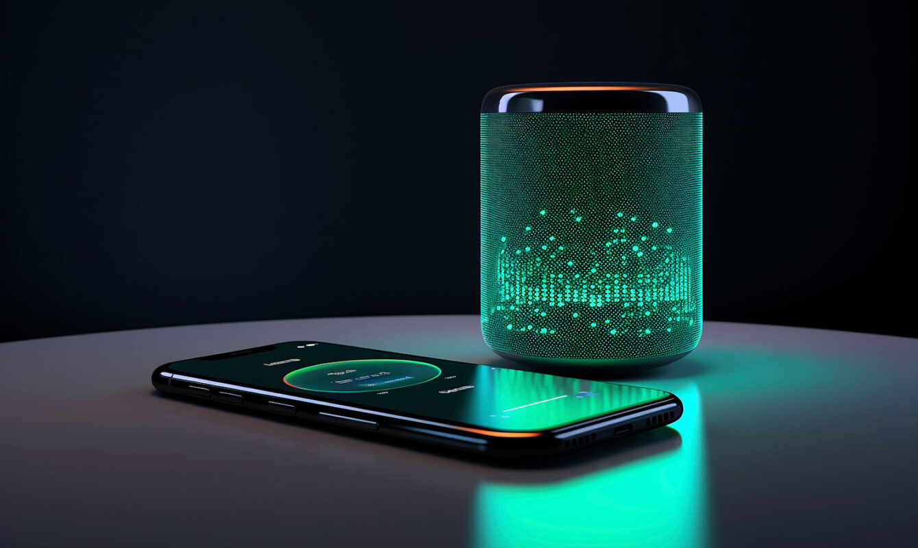 Dispositivo inteligente con interfaz de voz junto a smartphone con asistente activado