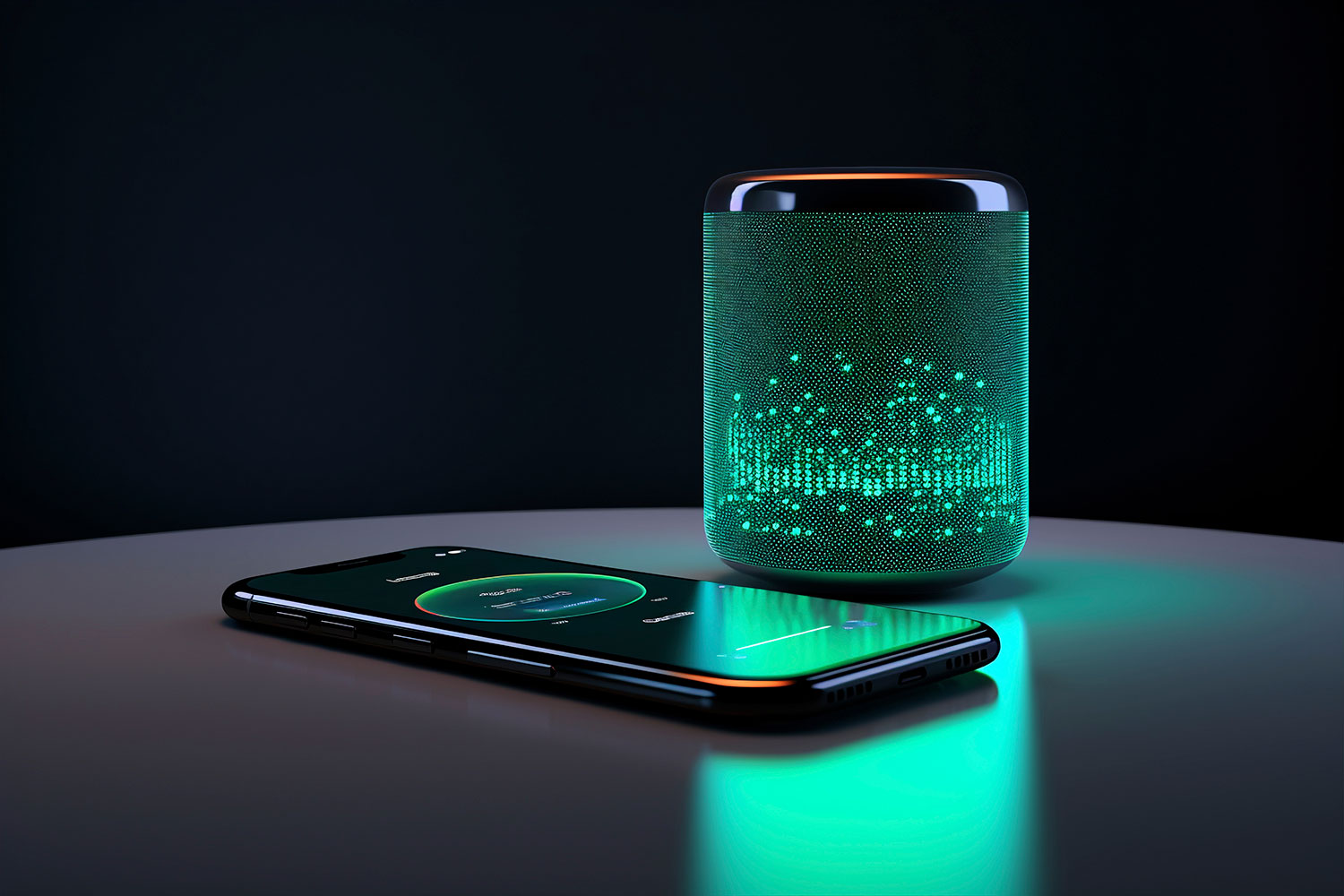 Dispositivo inteligente con interfaz de voz junto a smartphone con asistente activado